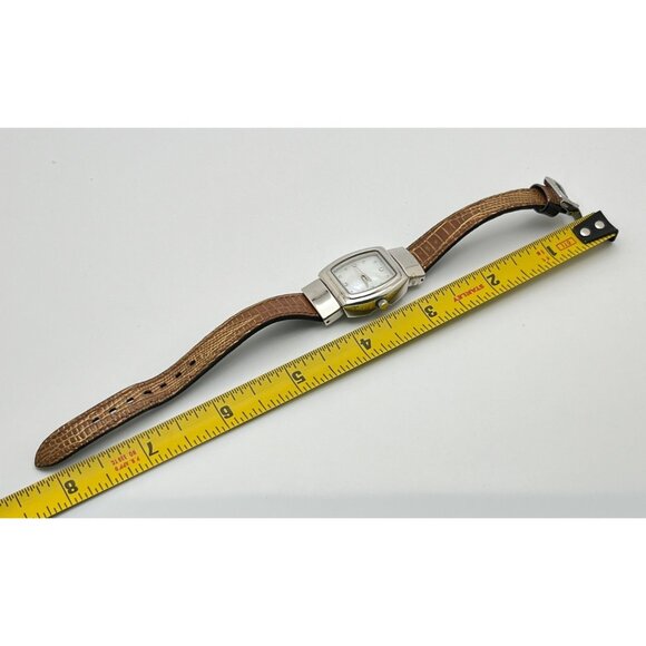 Mary Kay Vtg Watch MOP Dial Silver Tone Reversible Leather Band Black or Brown - Picture 6 of 8